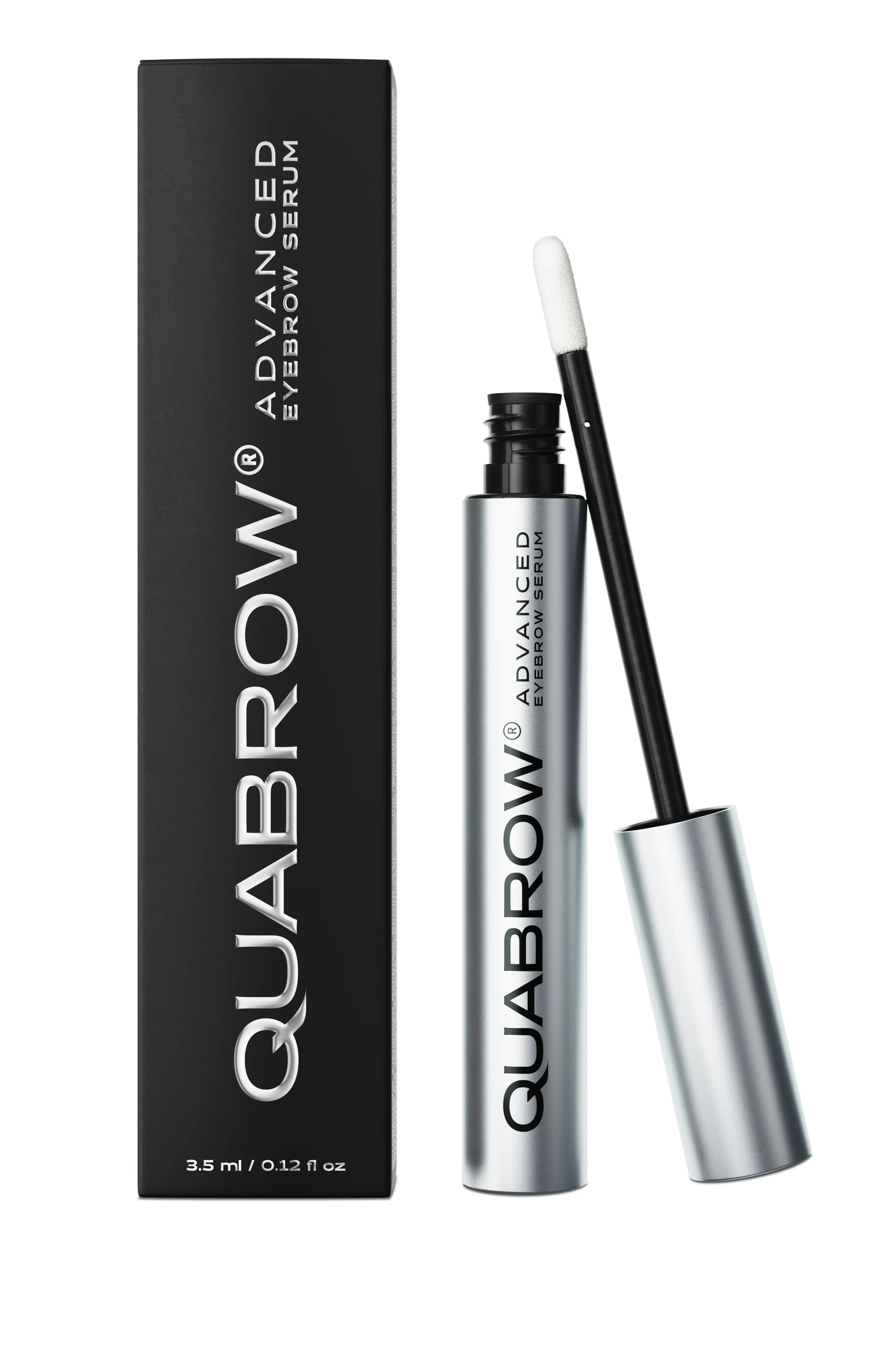 QUABROW® Avanceret øjenbrynserum 3.5 ml vist med sin originale sorte emballageæske