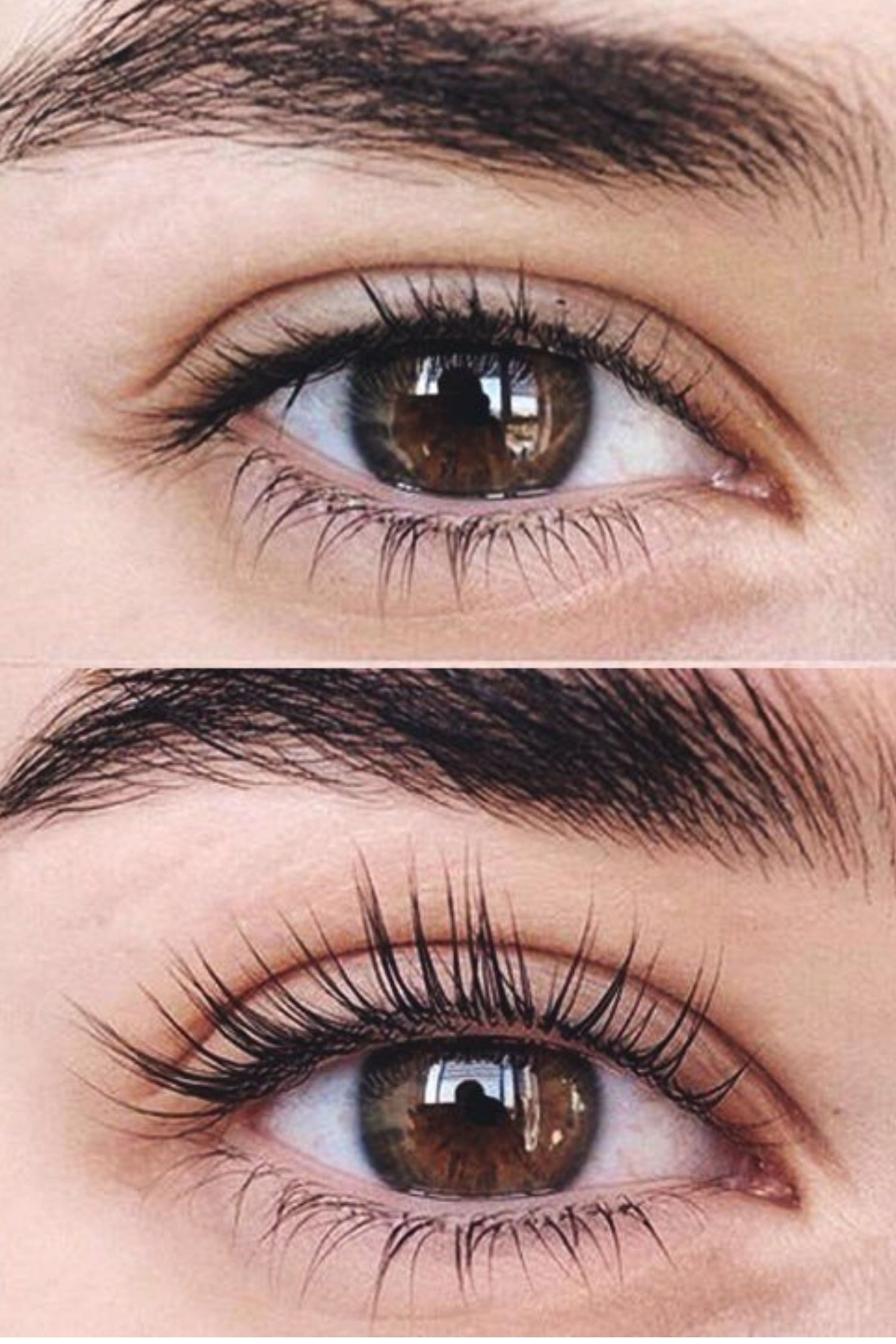 Close-up of fuller and darker-looking eyelashes after regular lash serum use
